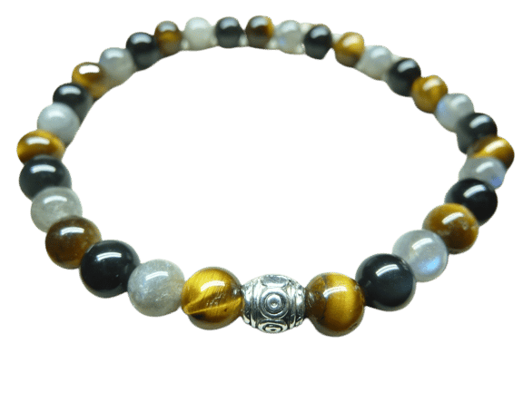bracelet obsidienne labradorite oeil de tigre