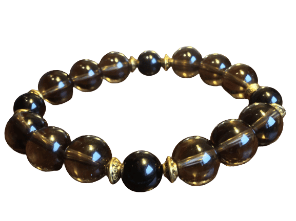 bracelet obsidienne quartz fumé