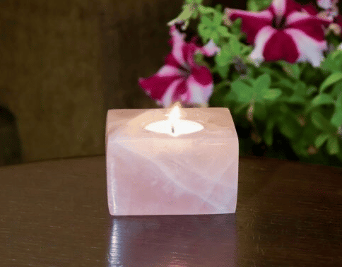 bougeoirs de quartz rose